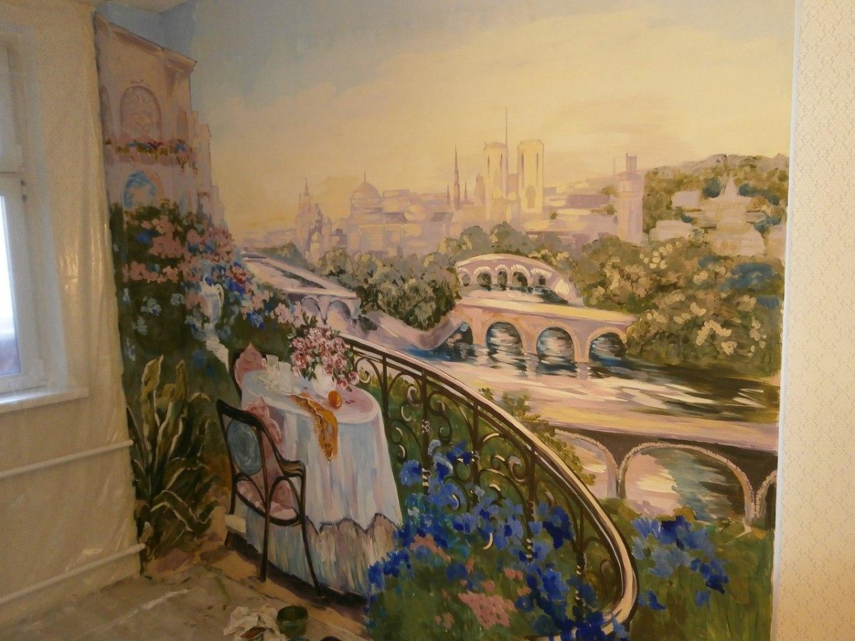 Трафарет на стену балкона