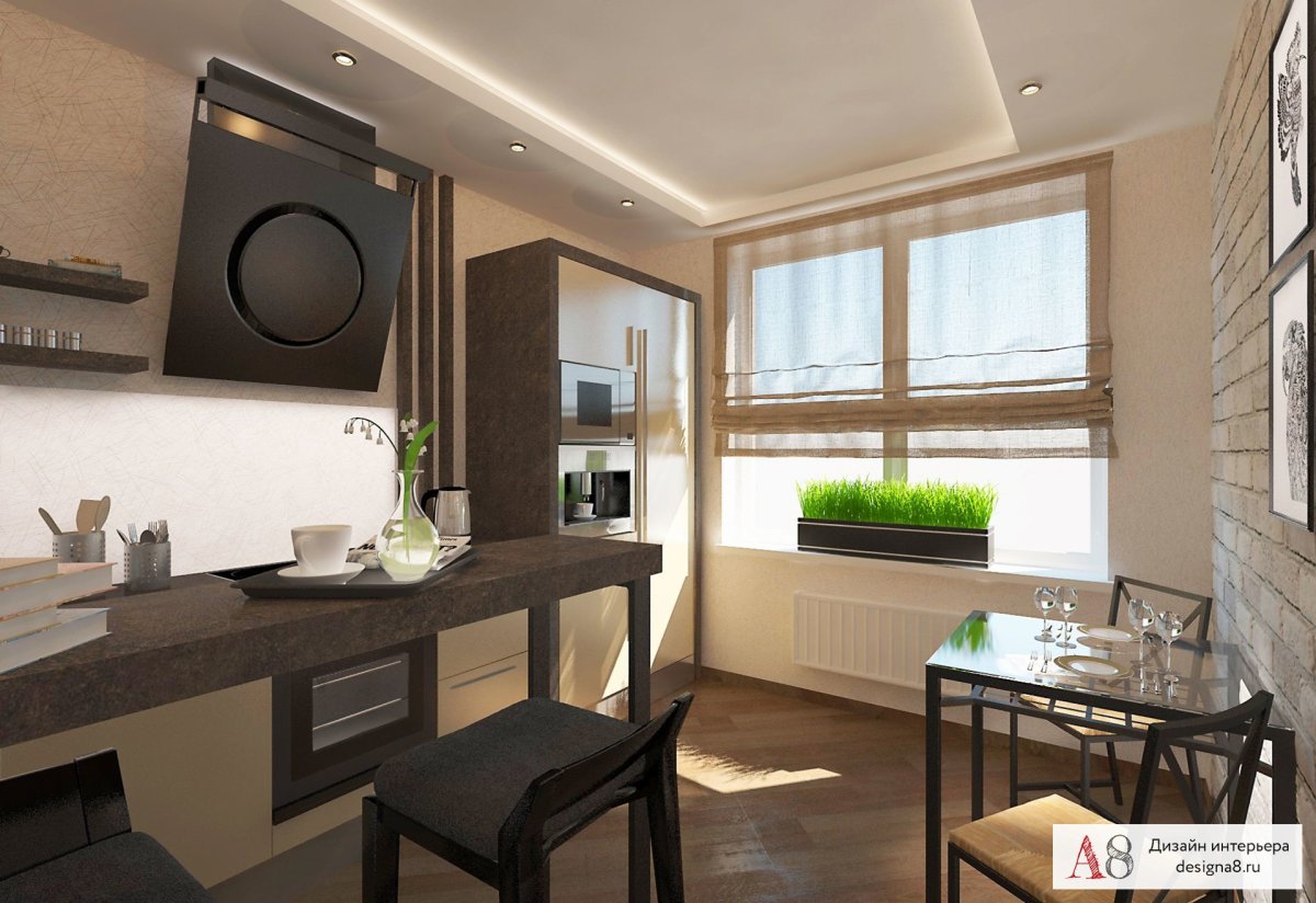 Интерьер студии с балконом