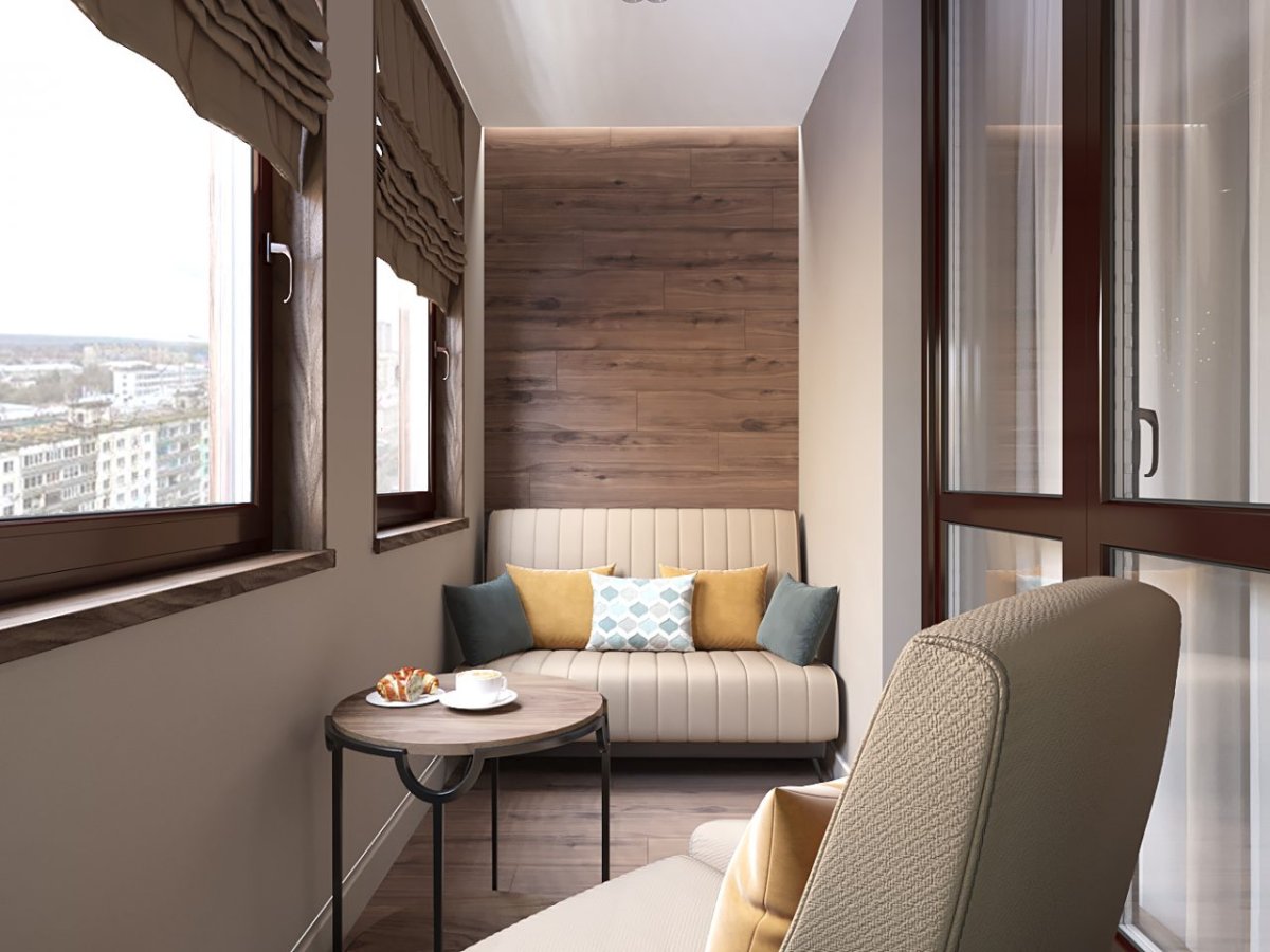 Отделка балкона деревом