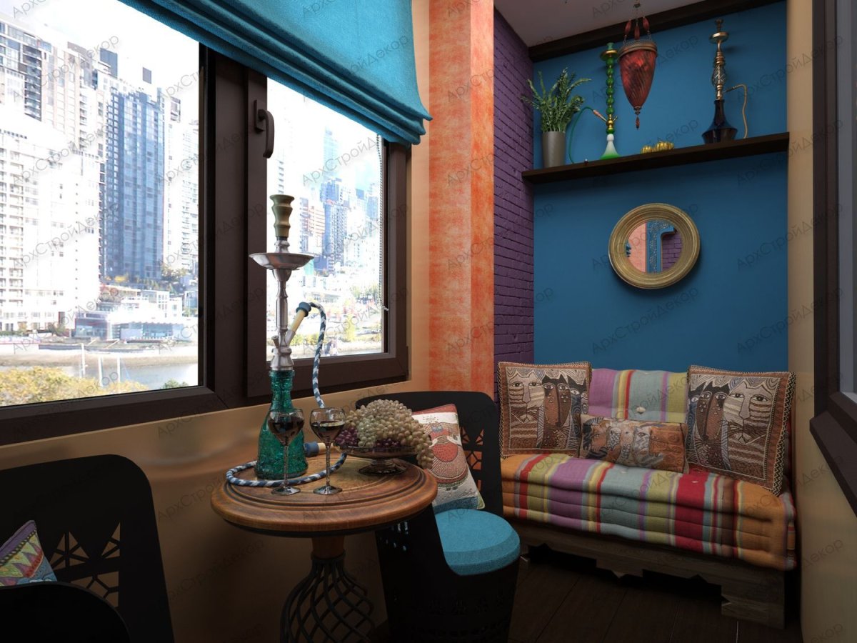 Балкон с кальяном интерьер