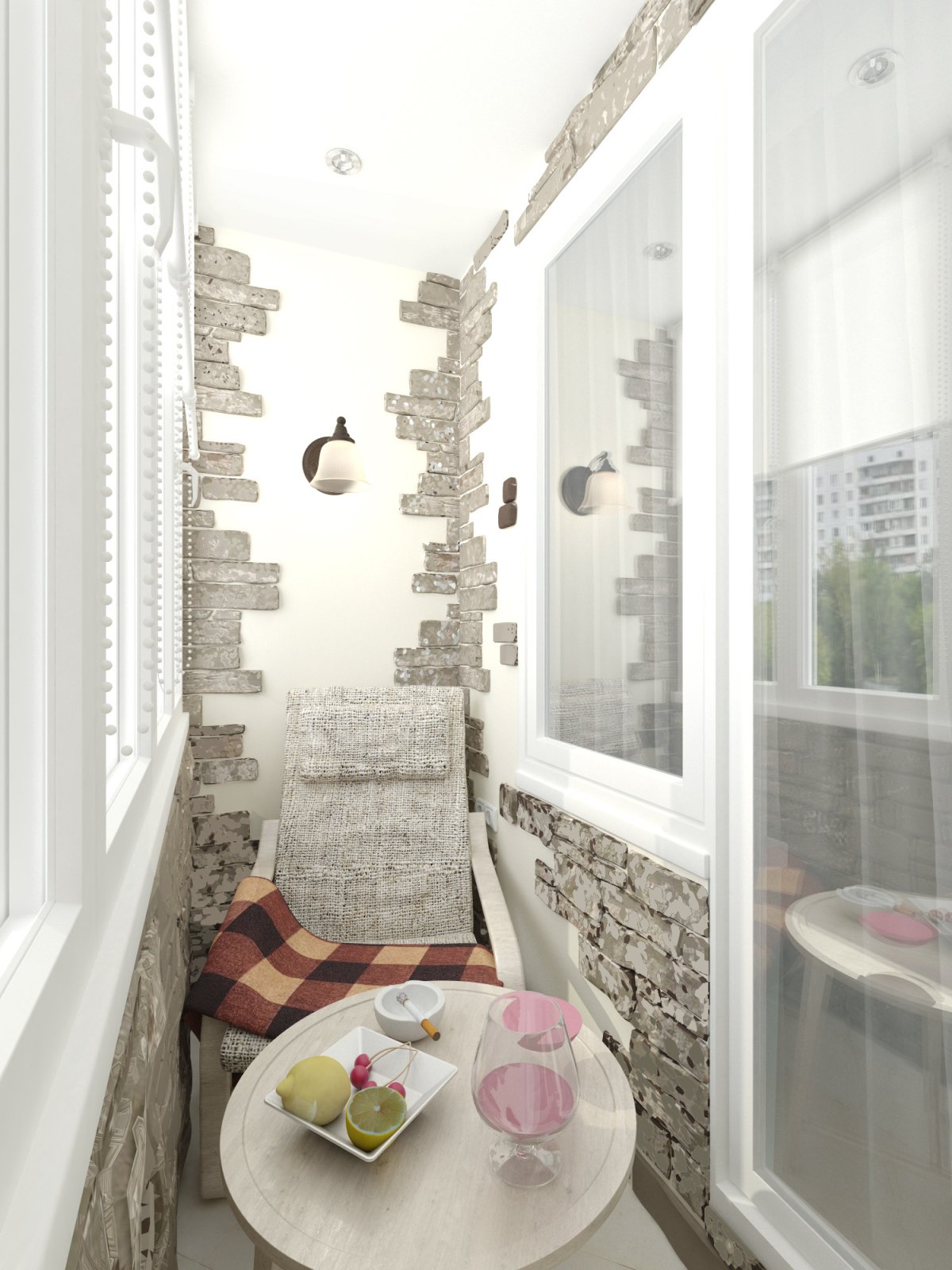 Декоративный кирпич на балконе