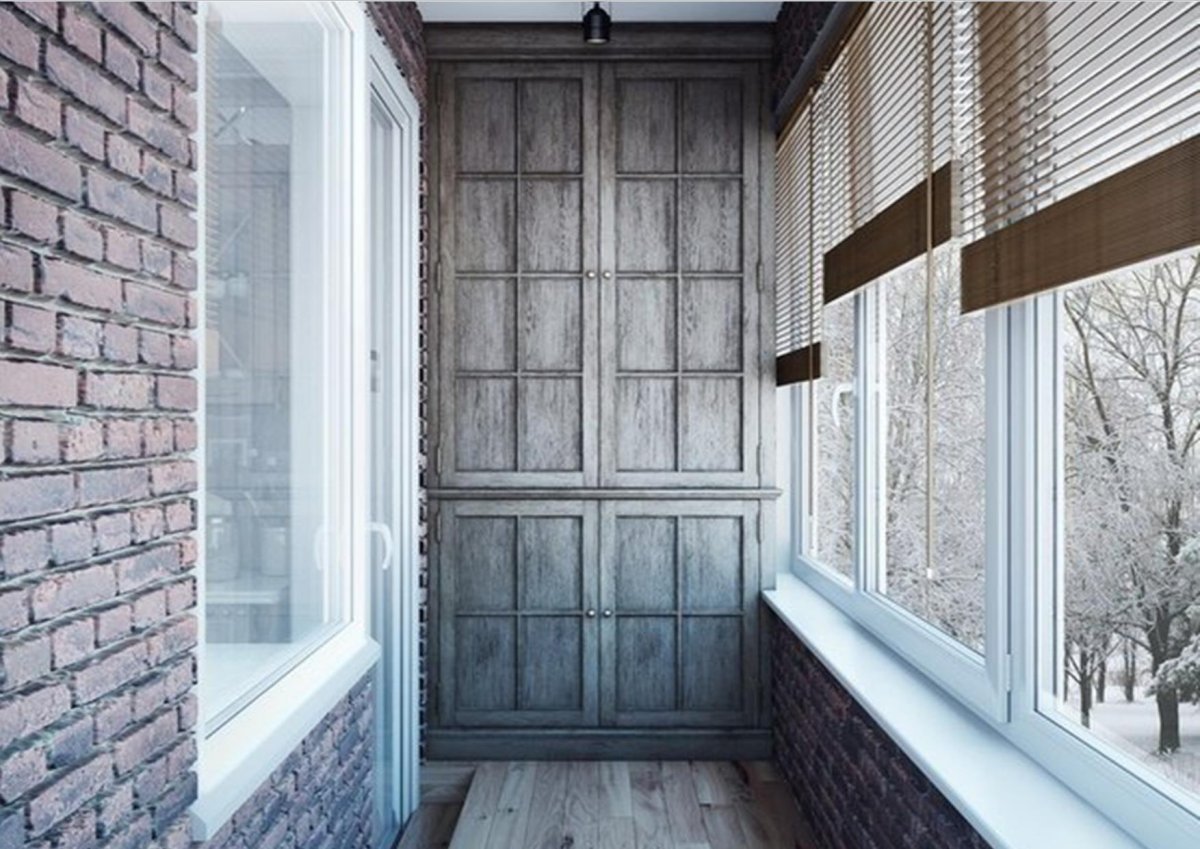 Шкаф на балкон в стиле лофт