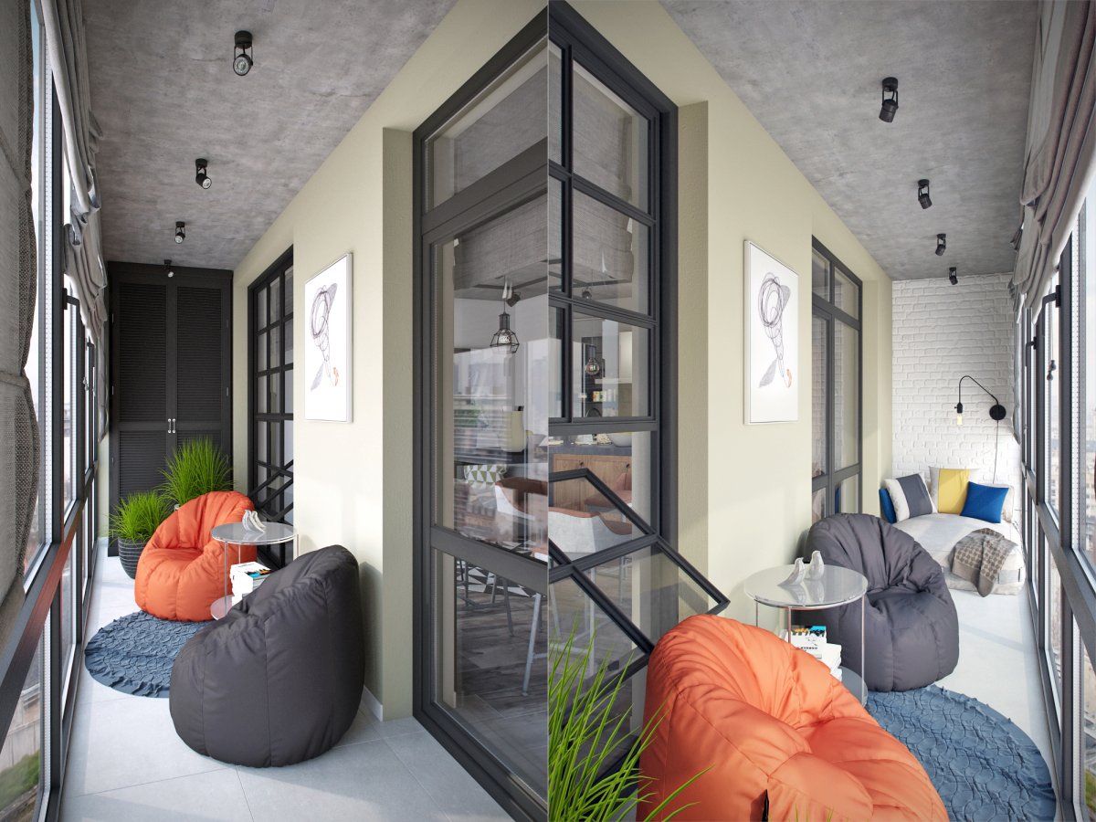 Лоджия в стиле лофт