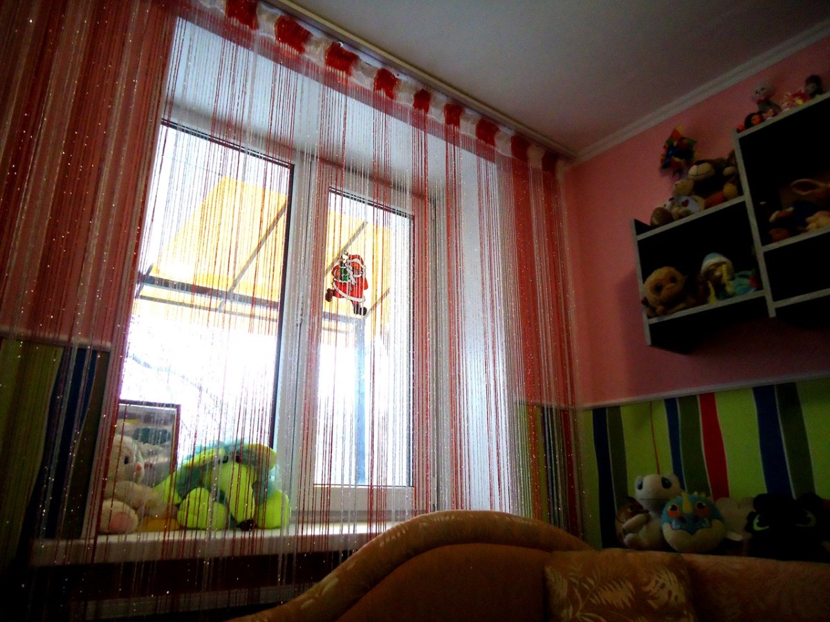 Шторы дождик в интерьере