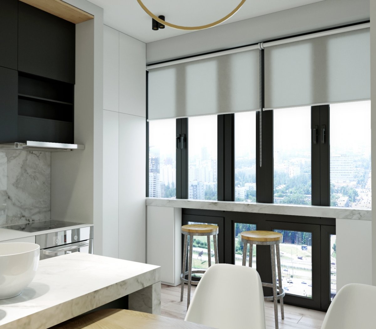 Большие апартаменты Минимализм с балконом