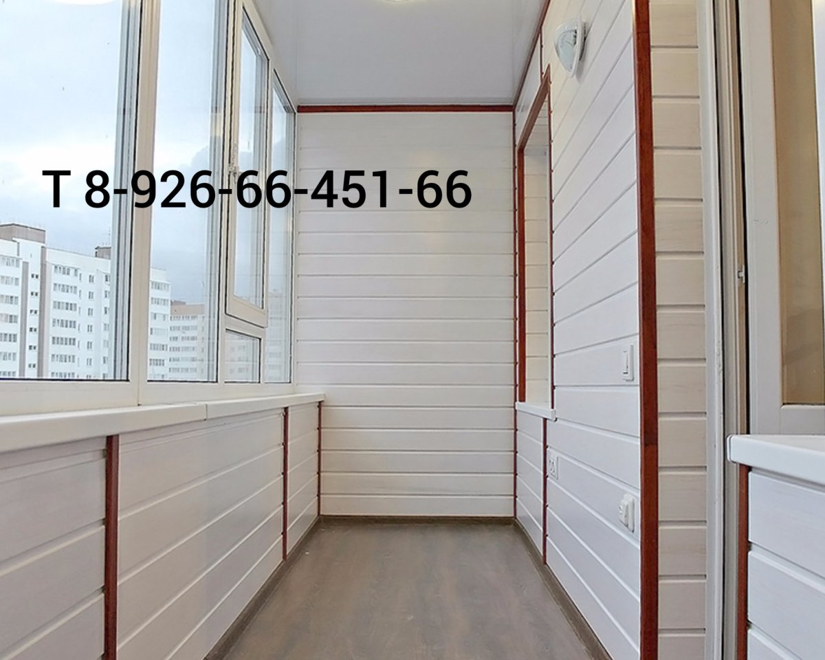 Отделка балкона деревянной вагонкой