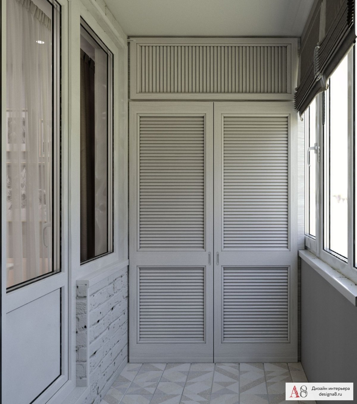 Шкаф на балконе с жалюзийными дверцами