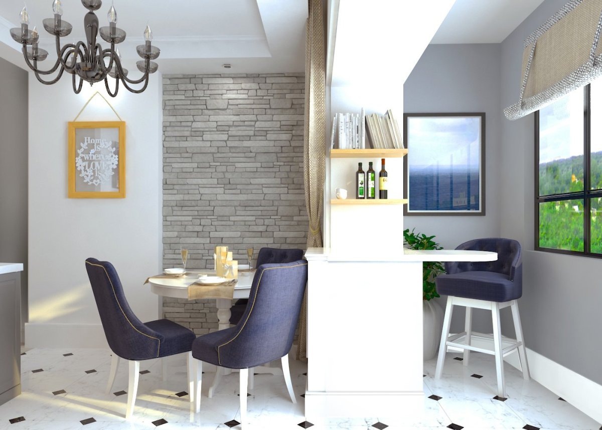 Интерьер кухни эркер п 44т 13 кв