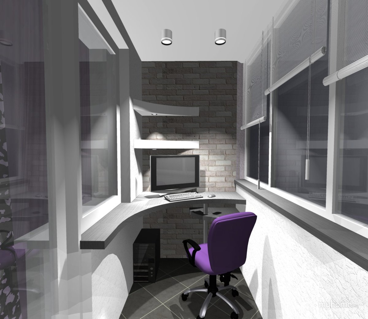 Балко-кабинет стиль Хай тек