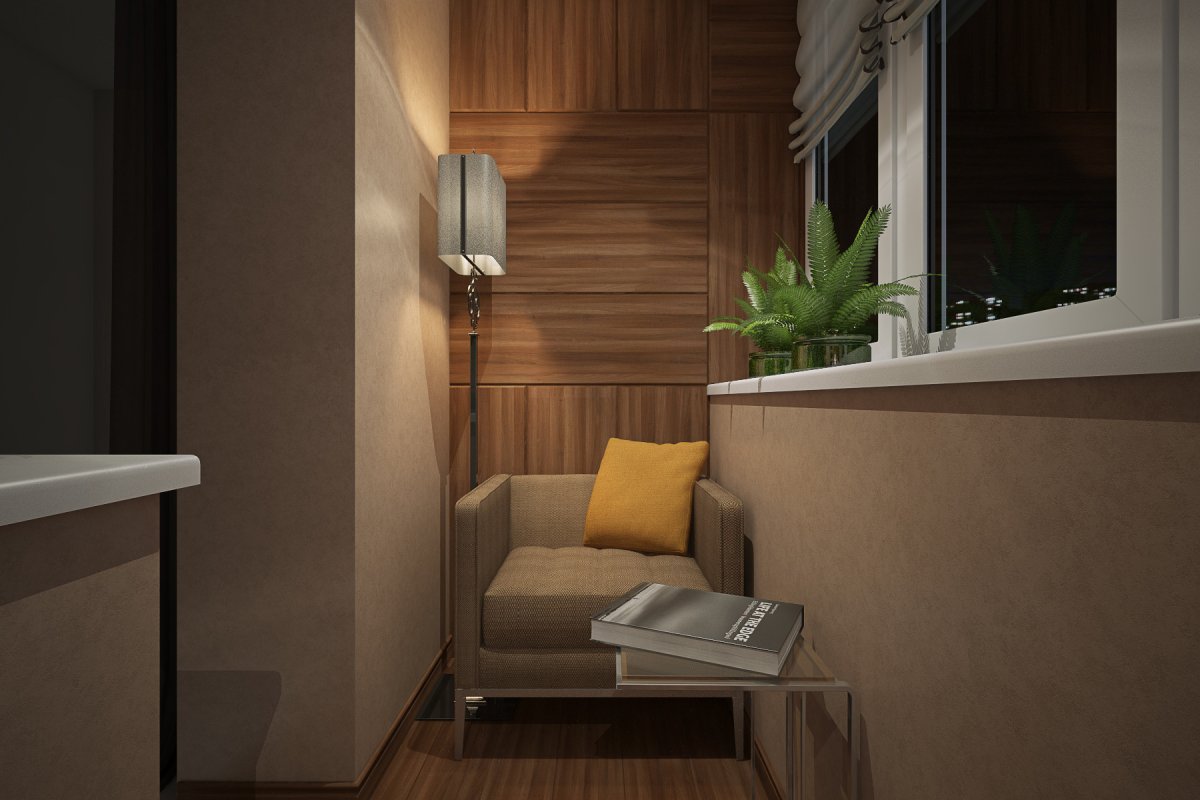 Балкон в коричневых тонах