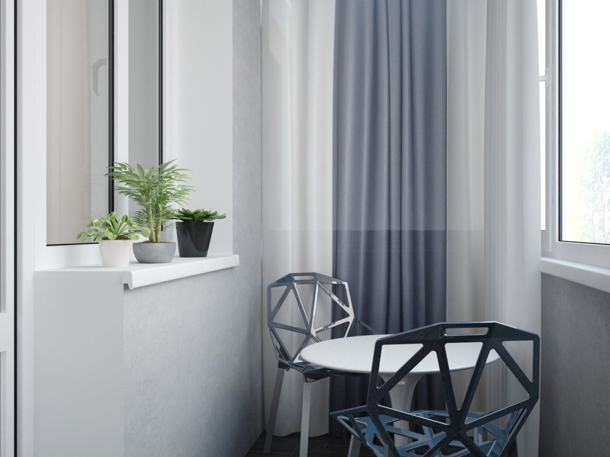 Кабинет на балконе с панорамным остеклением