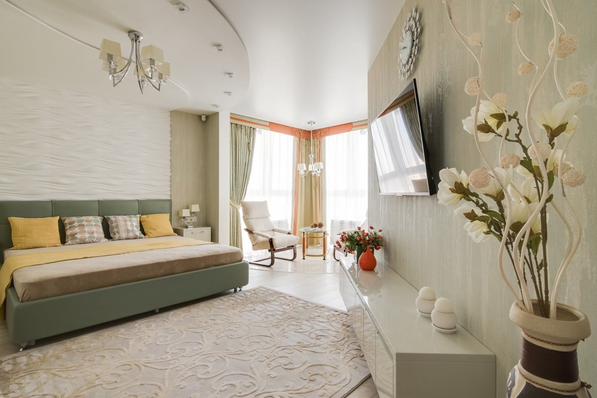 Интерьер спальни совмещенной с детской