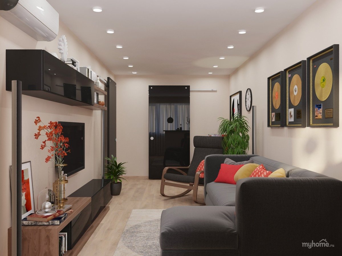 Кухня гостиная с лоджией