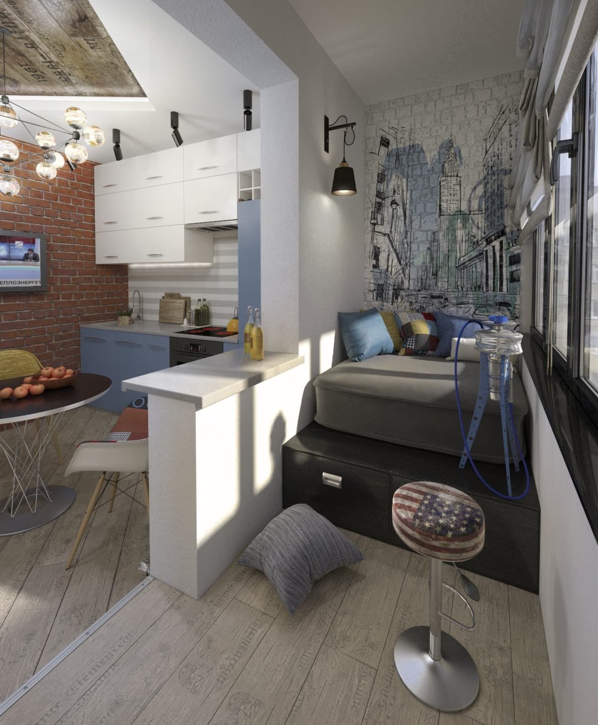 Балкон присоединенный к комнате дизайн