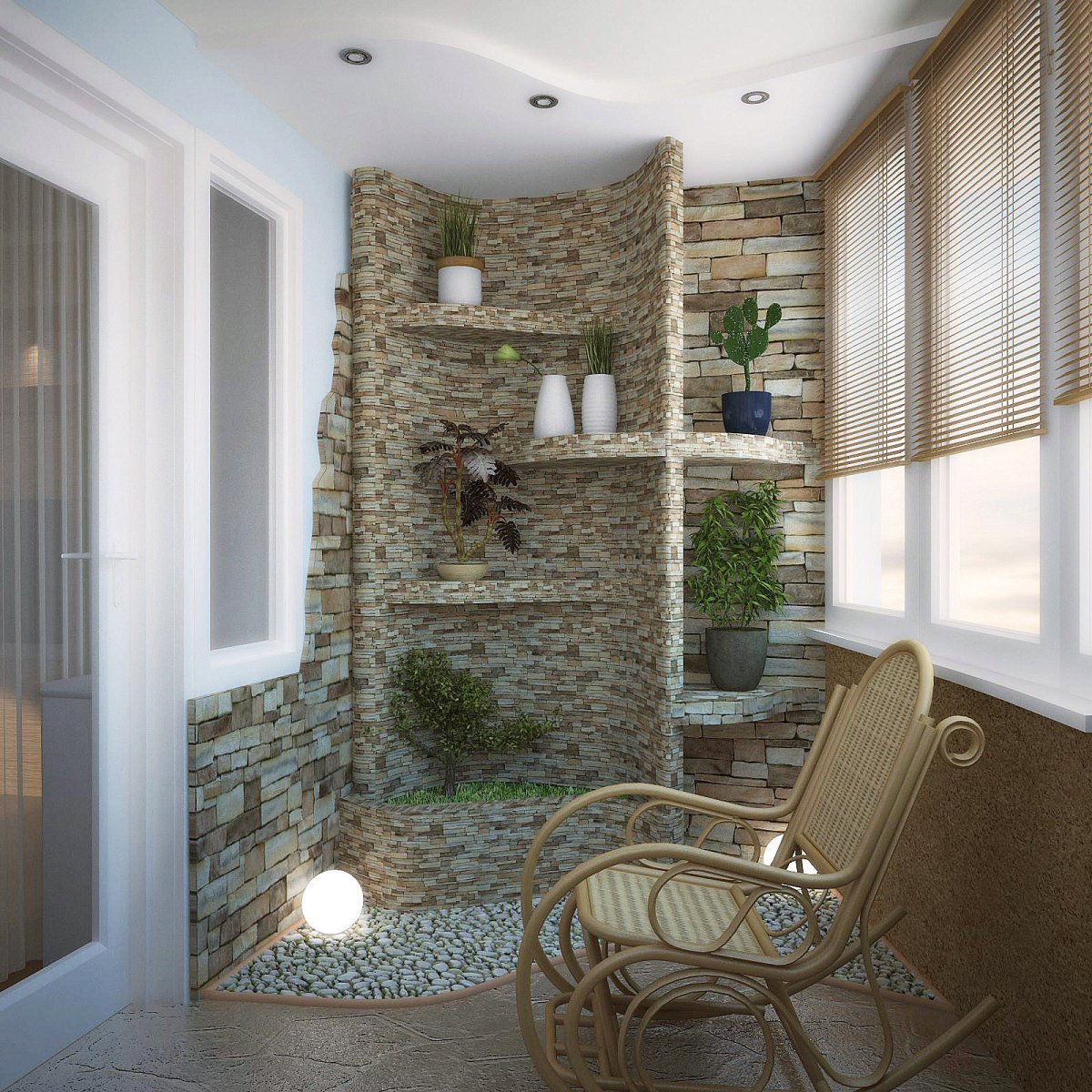 Отделка лоджии декоративным камнем