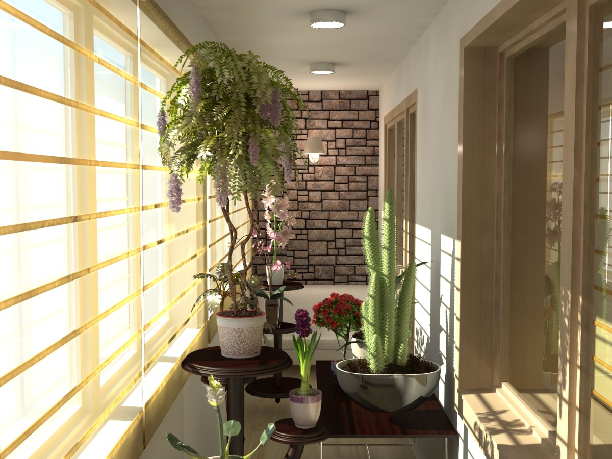 Озеленение застекленного балкона