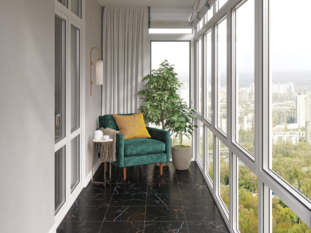 Декоративный кирпич на балконе