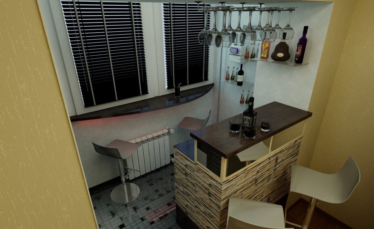 Кухня совмещина с ложжией