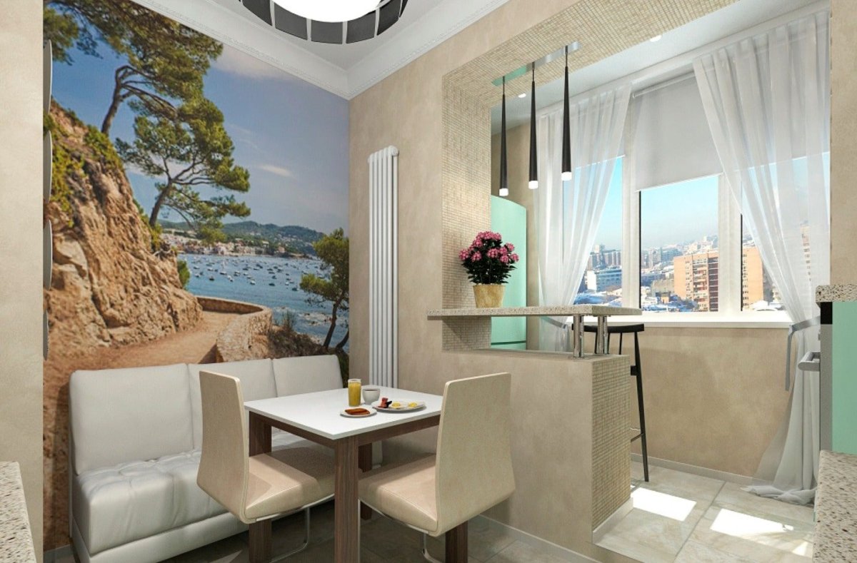 Кухня Объединенная с балконом