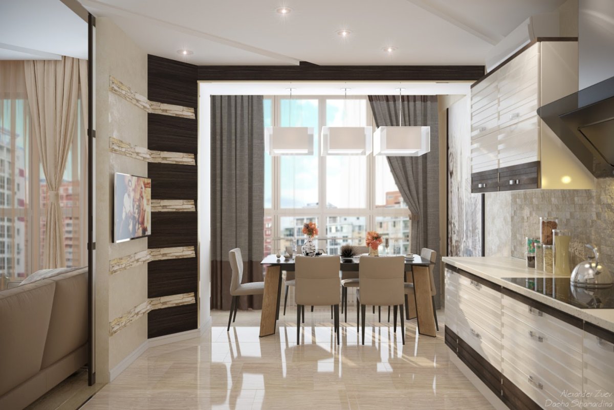 Кухня совмещенная с балконом