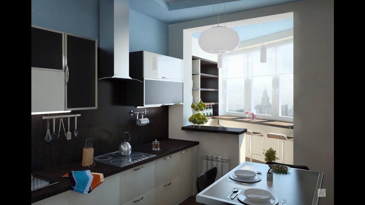 Кухня 12м2 с балконом Минимализм