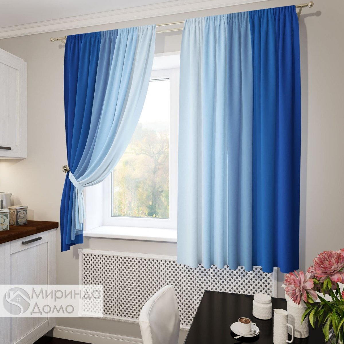 Шторы на кухню с балконной дверью