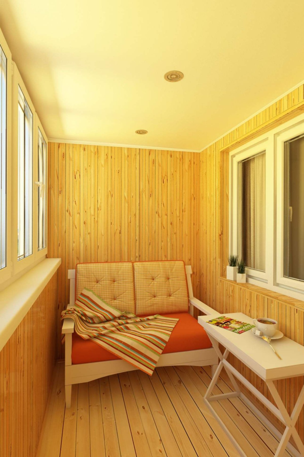 Ярко желтая гостиная с компьютером