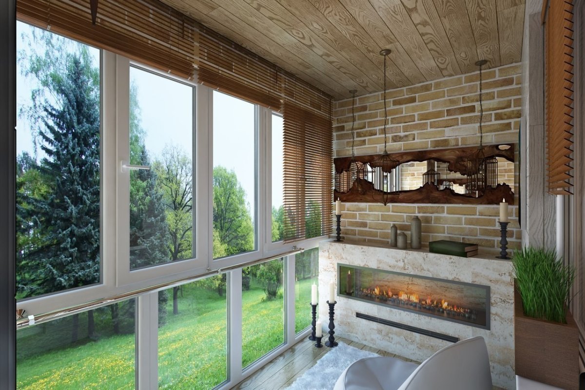 Камин на балконе