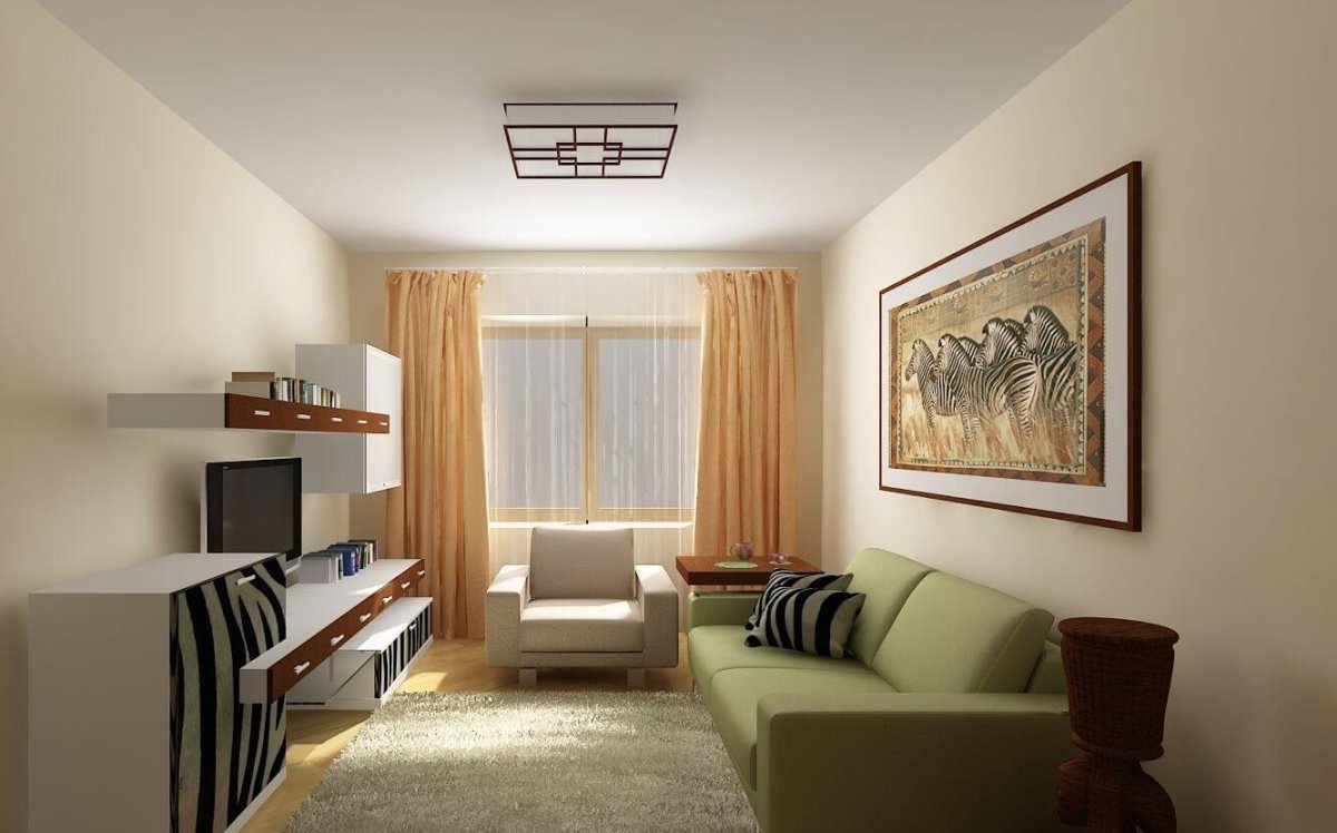 Интерьер комнаты 18 кв.м в однокомнатной квартире