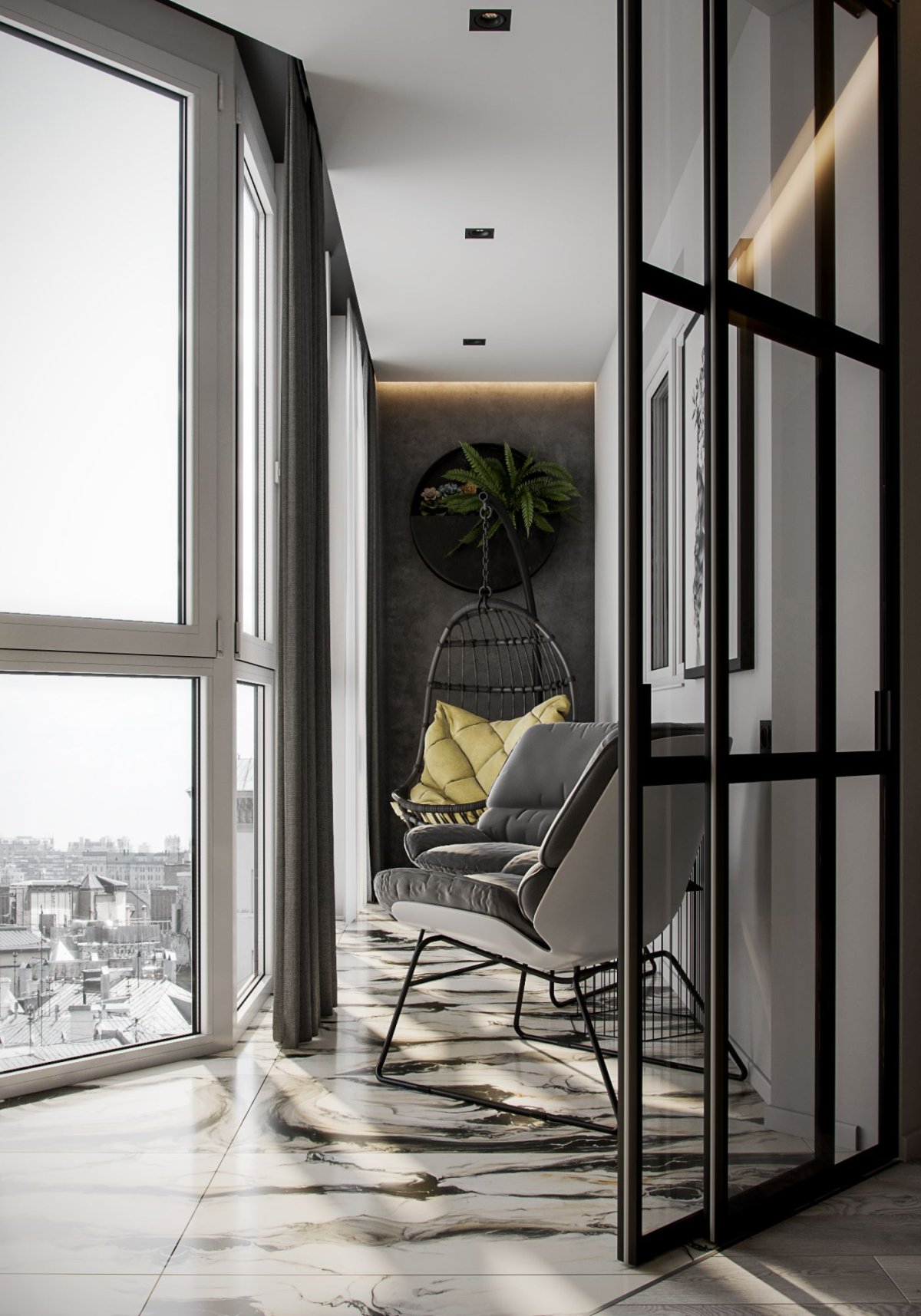 Идеи дизайна балкона с подвесным креслом
