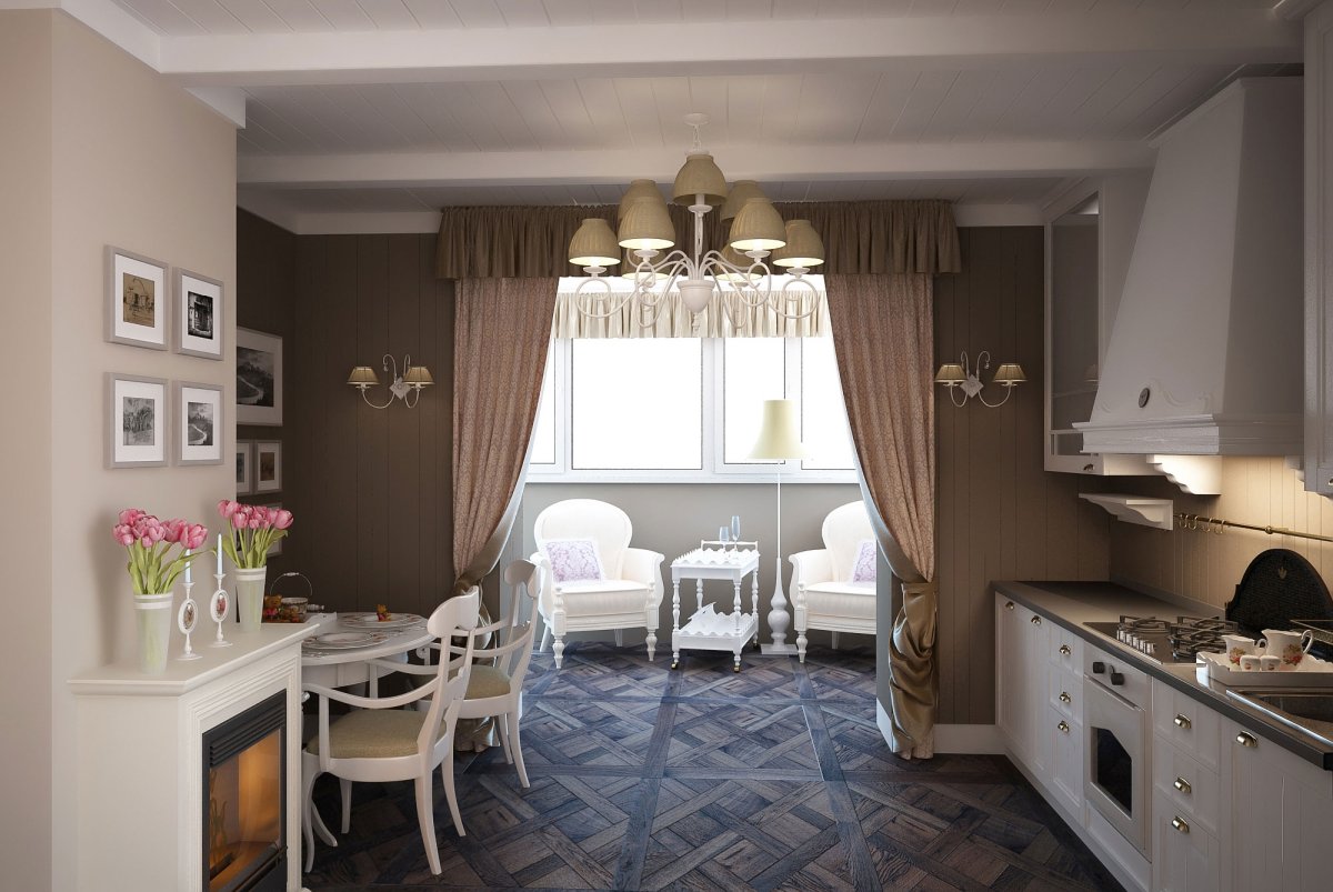 Кухня-гостиная с лоджией объединенной