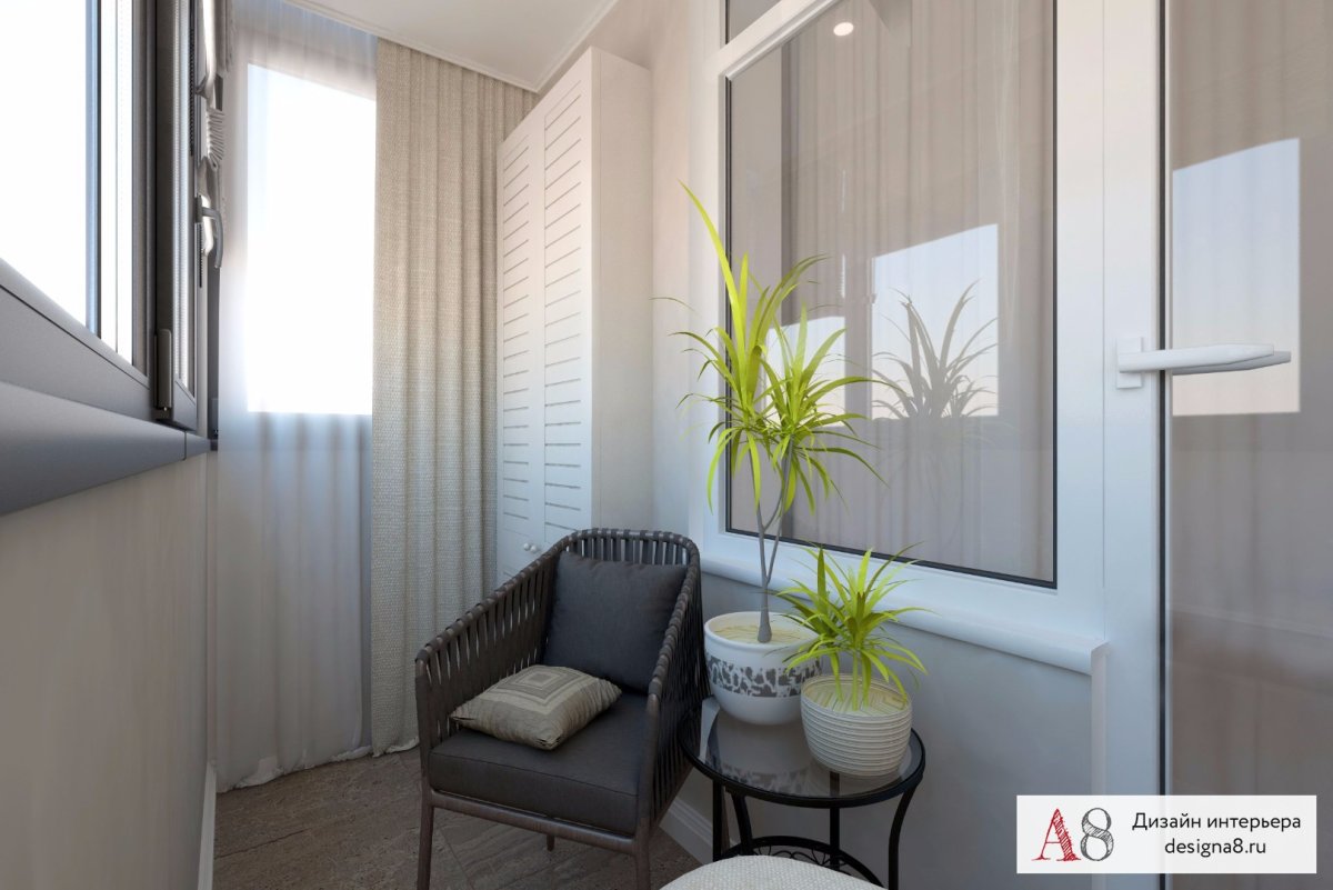 Дизайн лоджии в трехкомнатной квартире