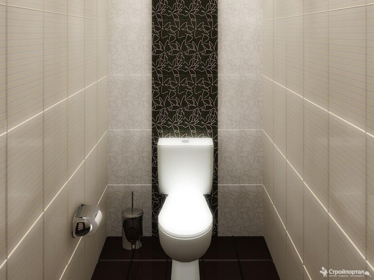 Плитка в маленьком туалете