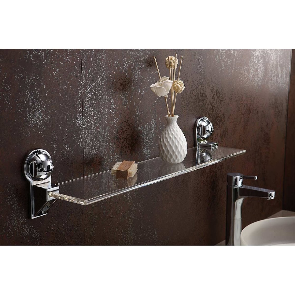 Стильная полка для ванной на присосках