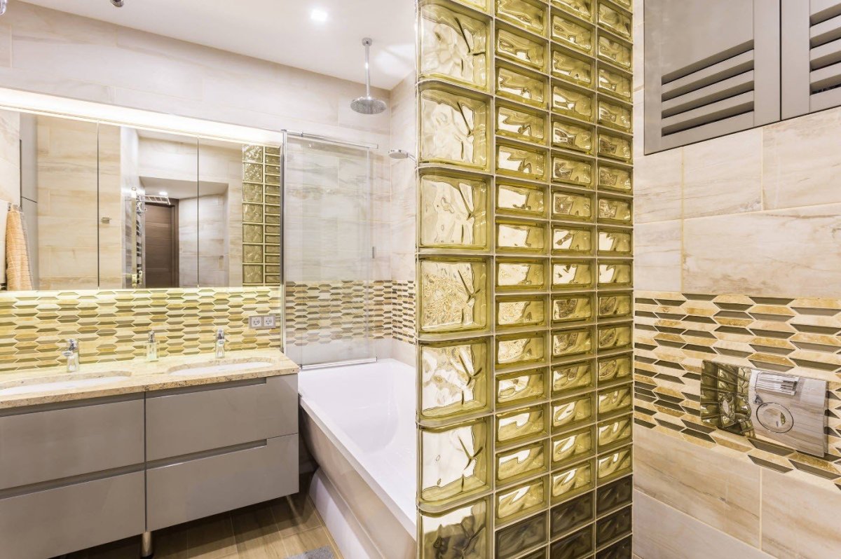 Стеклоблоки в ванной