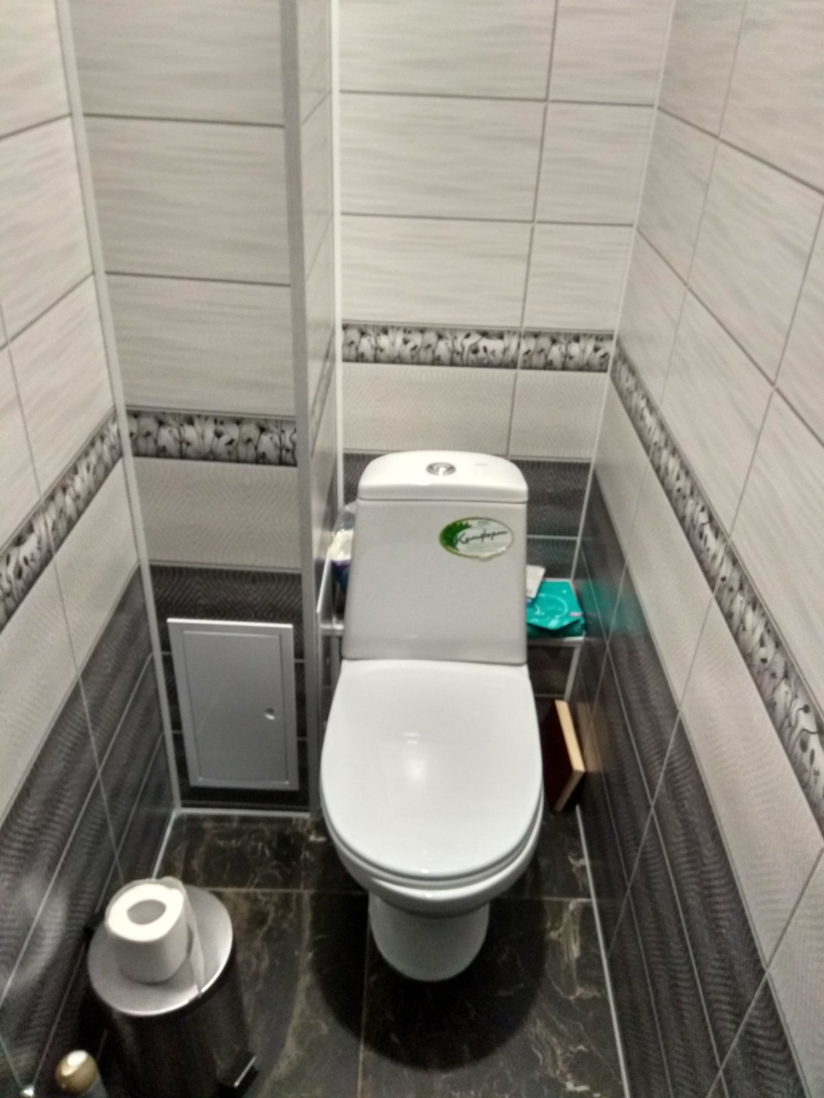 Маленький туалет плиткой обшитый