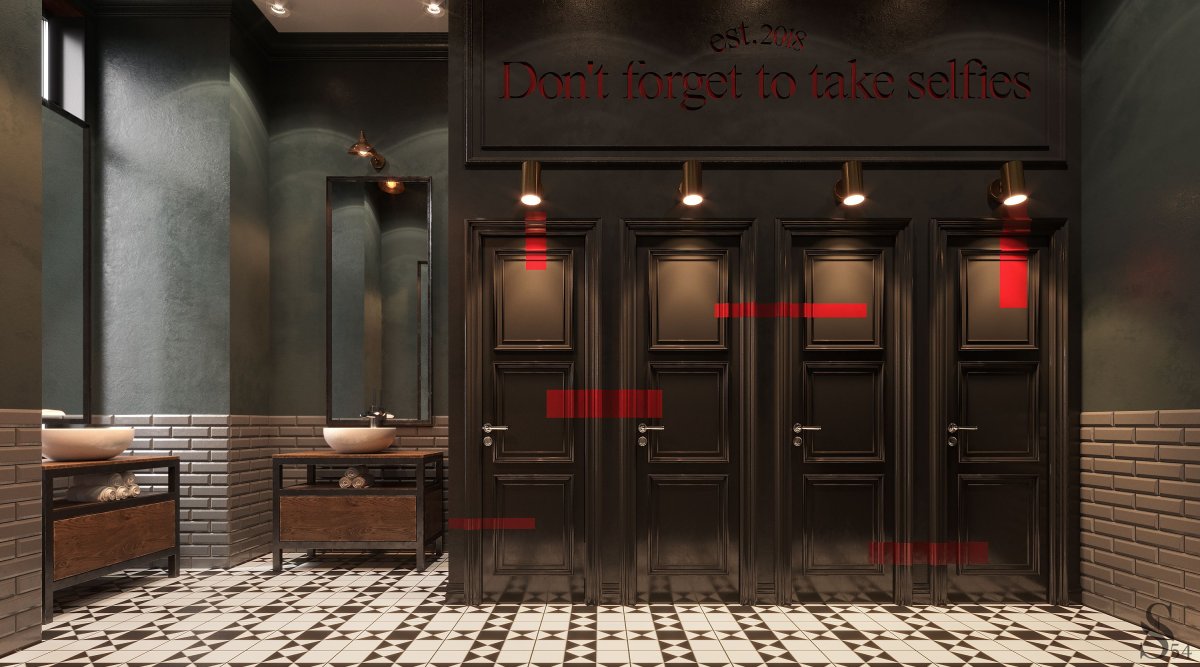 Дверь в туалет в ресторане