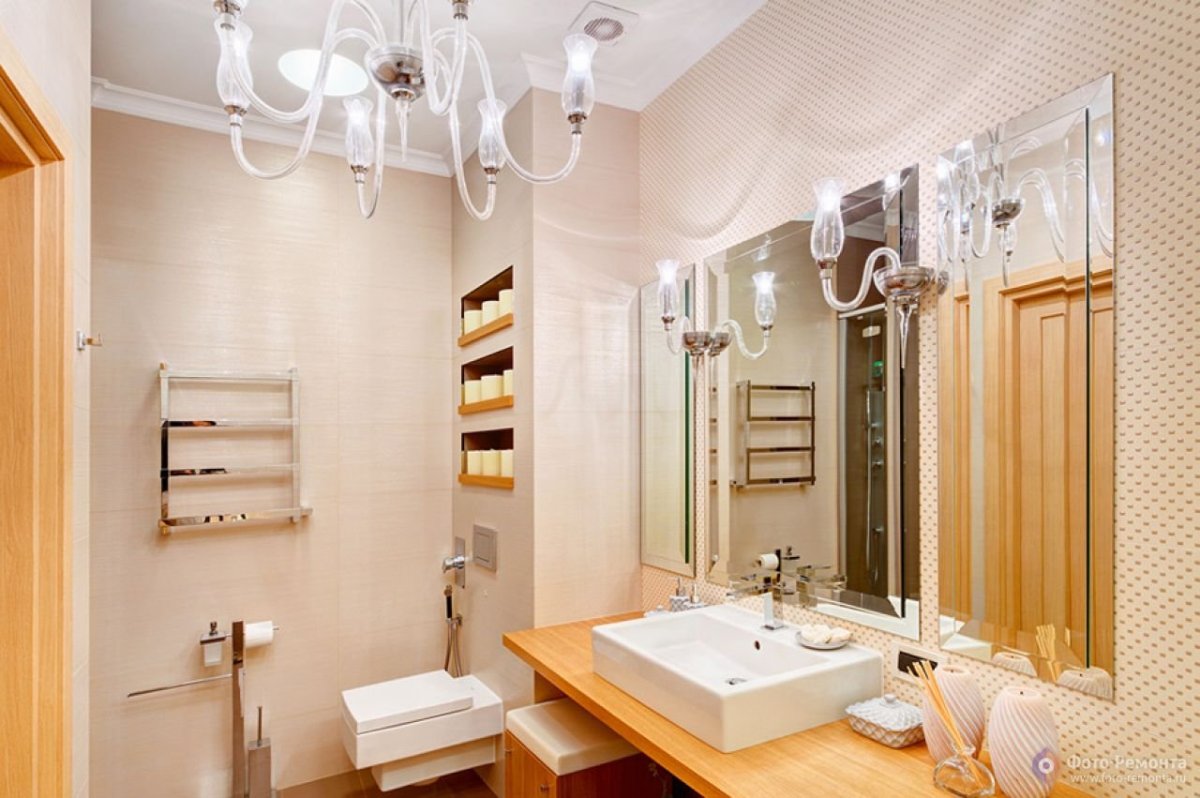 Потолочное освещение в маленькой ванной