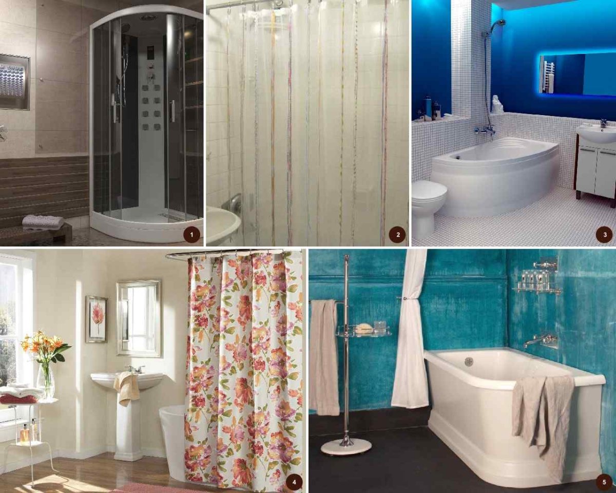 Интерьер душевой со шторкой