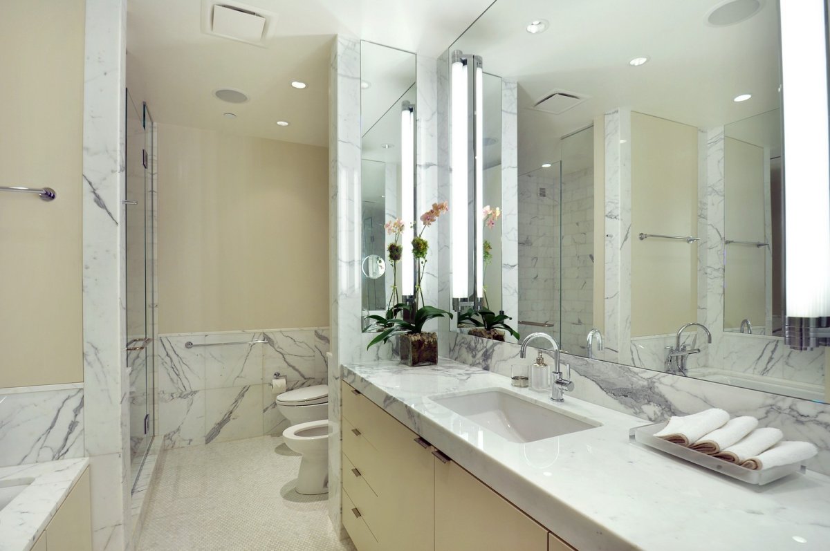 Ванная комната г образной формы