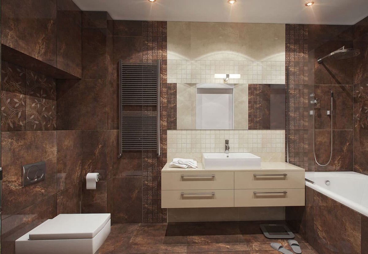 Плитка в ванную коричневый мрамор