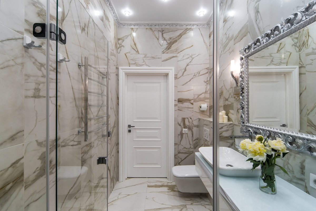 Dark Black Marble Bathroom плитка