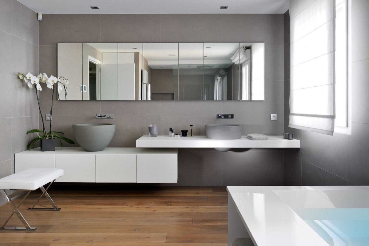 Зеркало в интерьере ванной