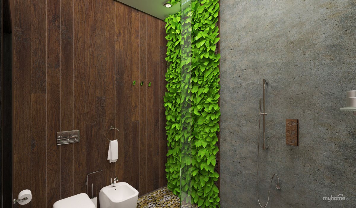 Ванная комната с тропическим душем
