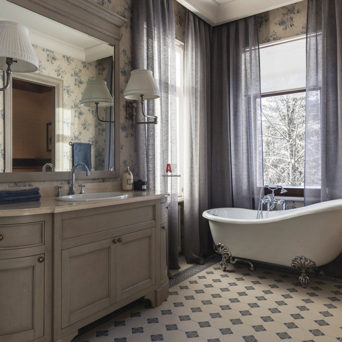 Санузел с душевой в стиле Прованс