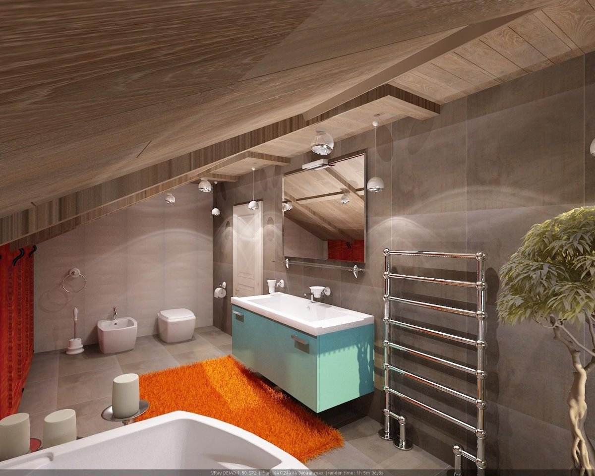 Ванная комната на мансардном этаже