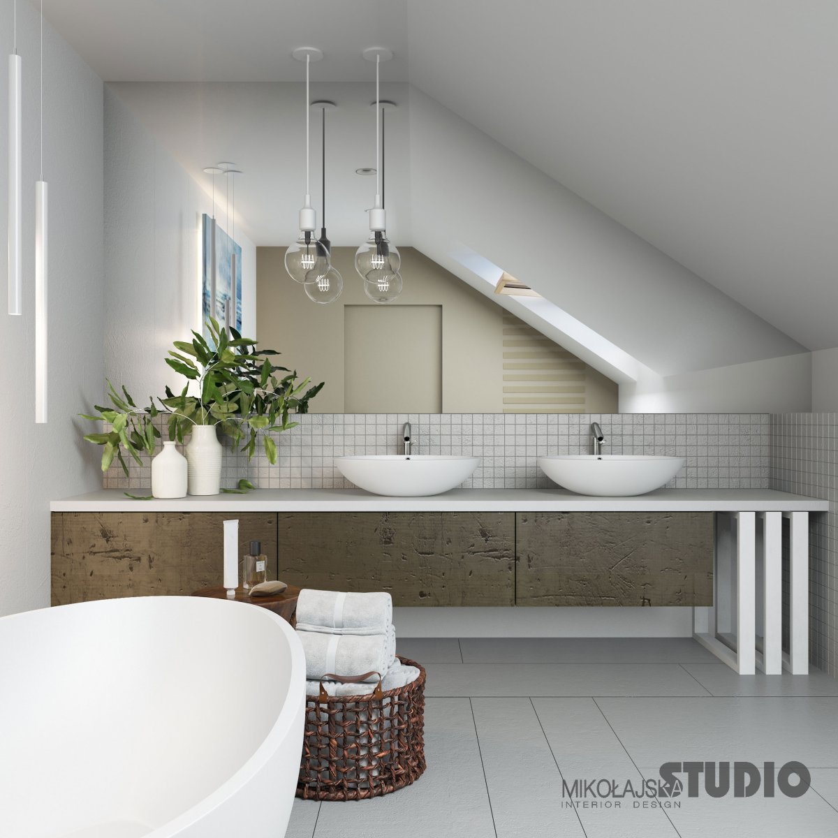 Освещение в ванной на мансарде