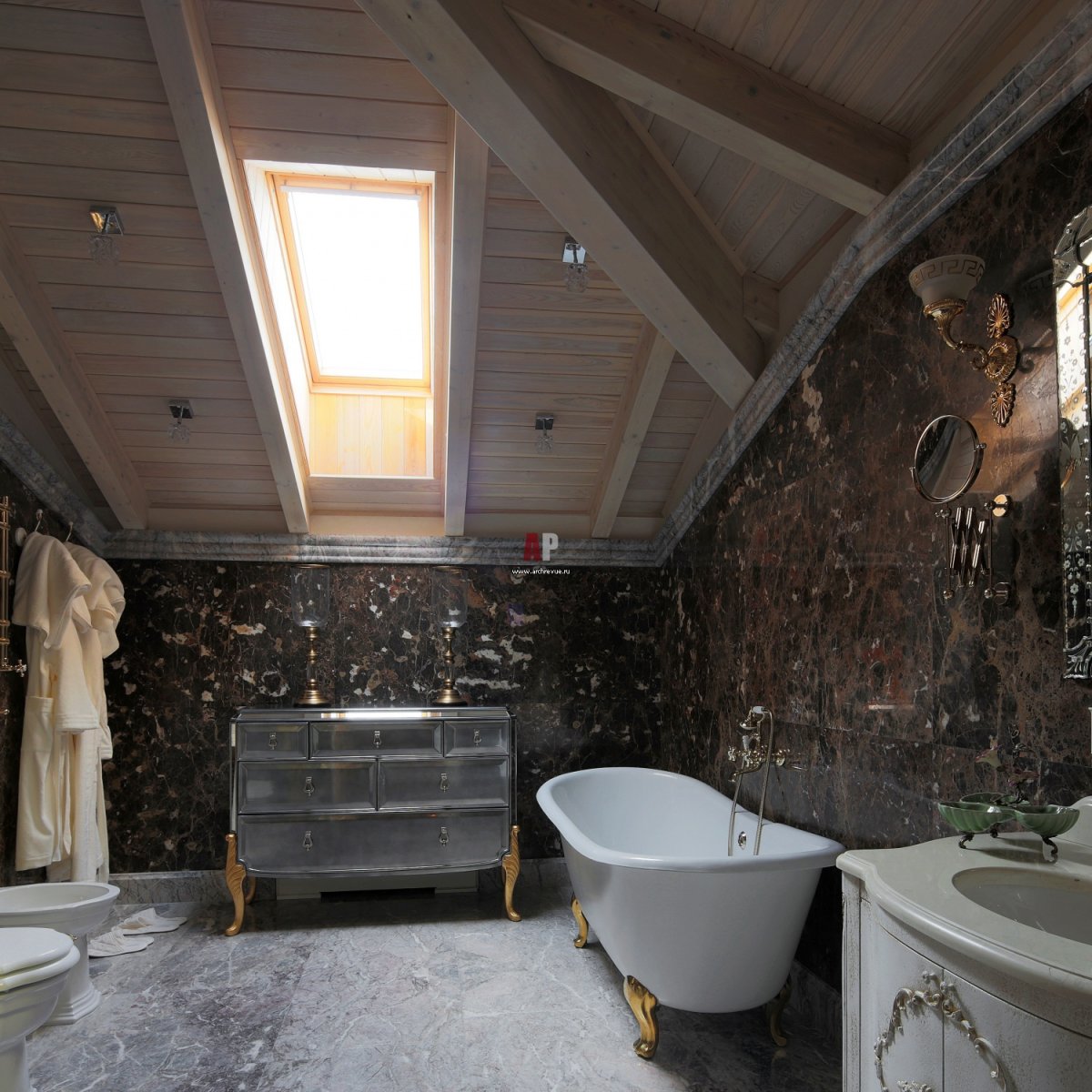 Ванная на мансарде