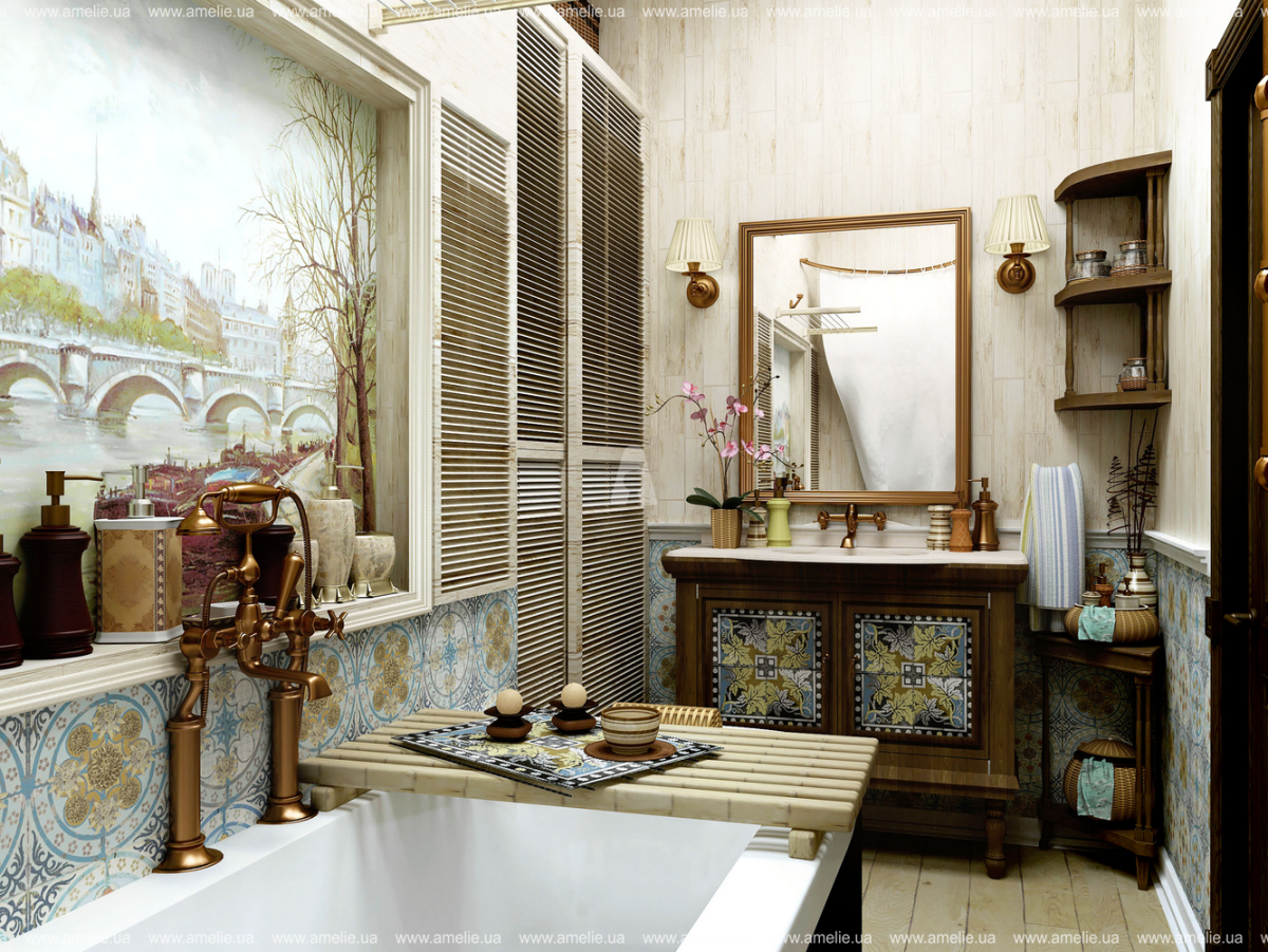 Интерьер ванной комнаты в стиле Прованс