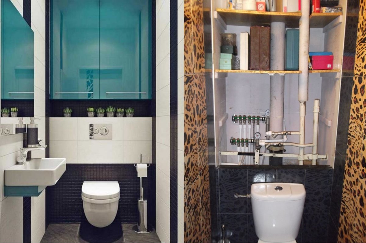 Трубы за унитазом